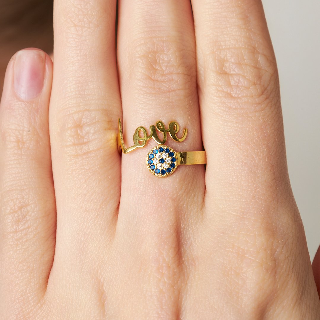 LOVE RING MIT NAZAR | 925 SILBER