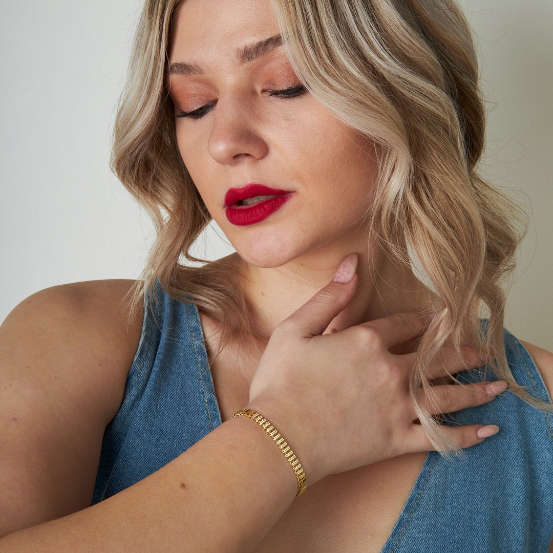 Strip Bracelet with Stone in the Middle - 925 SILVER