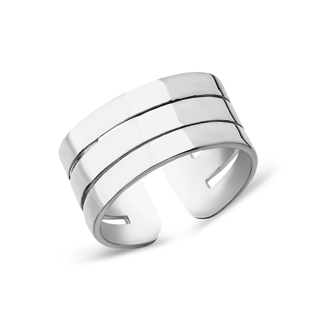 DREIREIHIGE SCHLICHTER RING | 925 SILBER