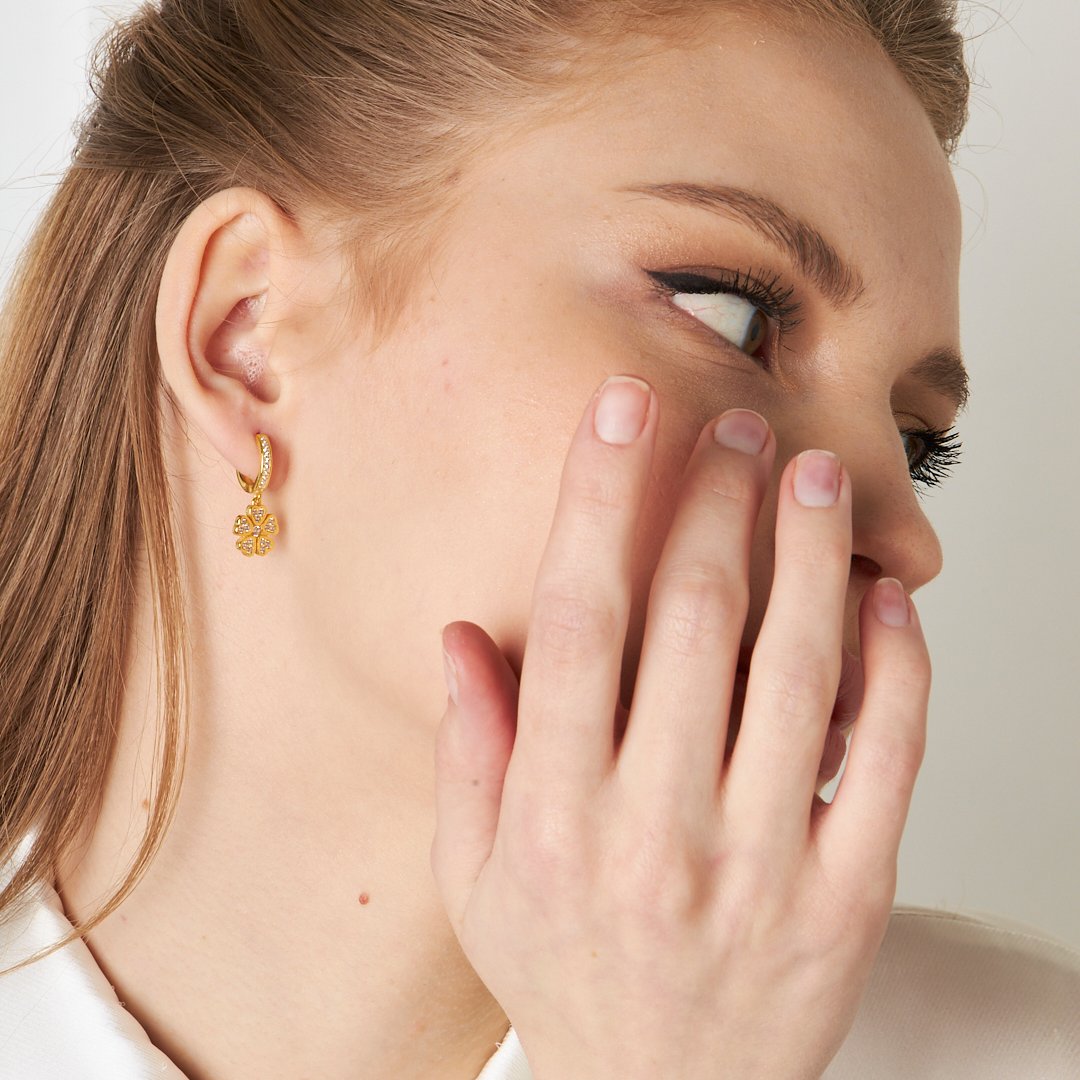 Zircon Stone Flower Earrings 2 - 925 SILVER