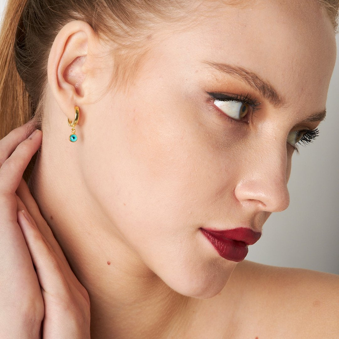 Evil Eye Hoop Earrings - 925 Silver