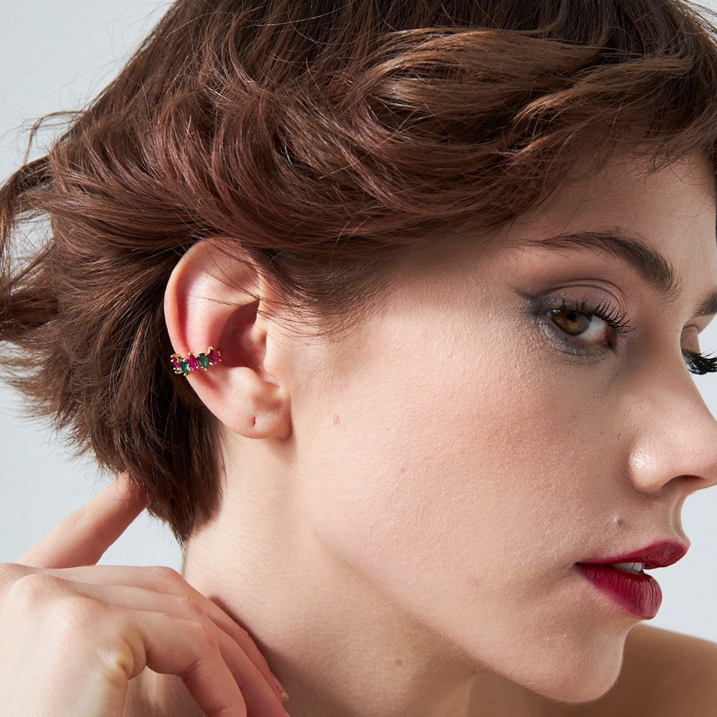Colorful Teardrop Stone Cartilage Earrings - 925 SILVER