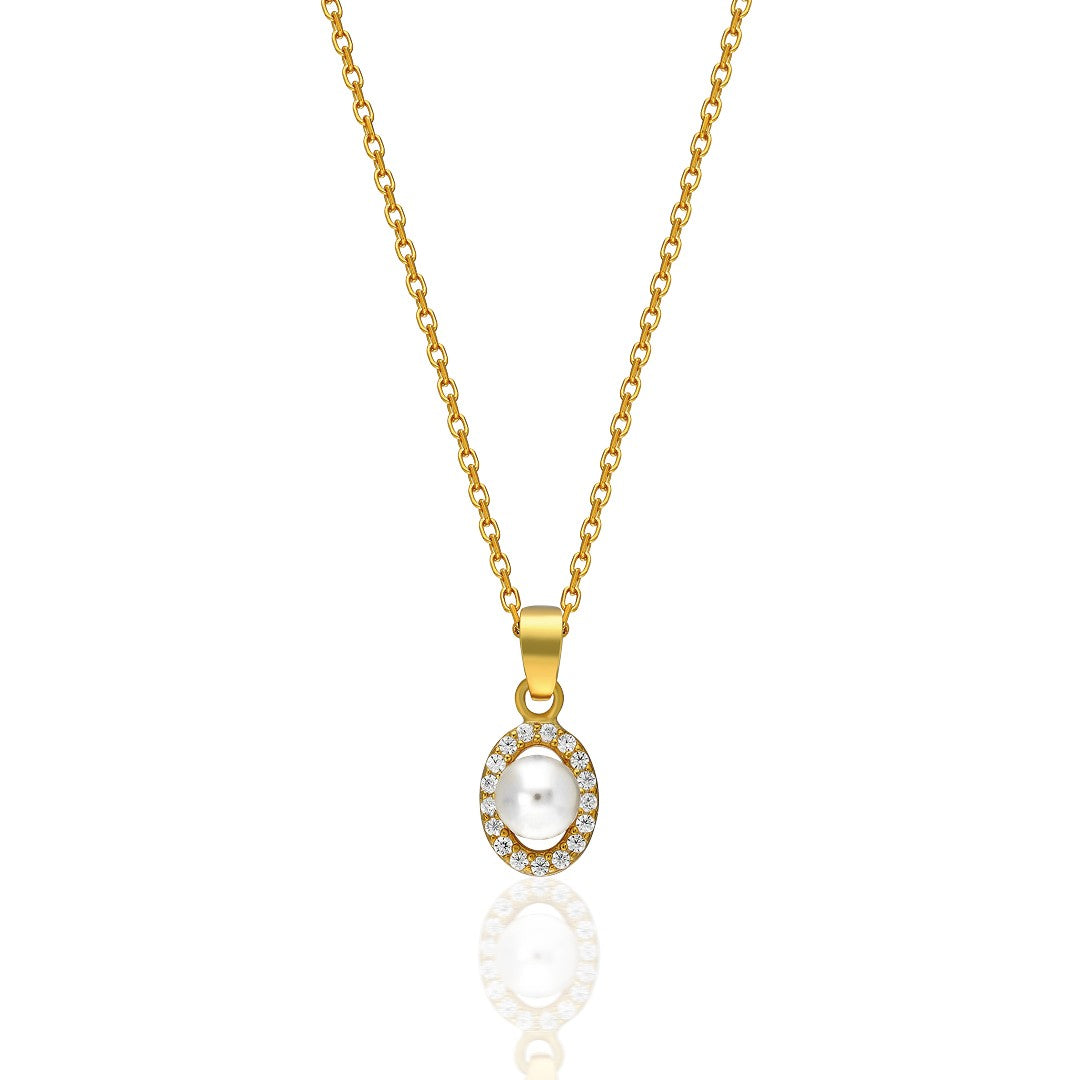 Minimalist Necklace with Pearl Stone - 925 SILVER