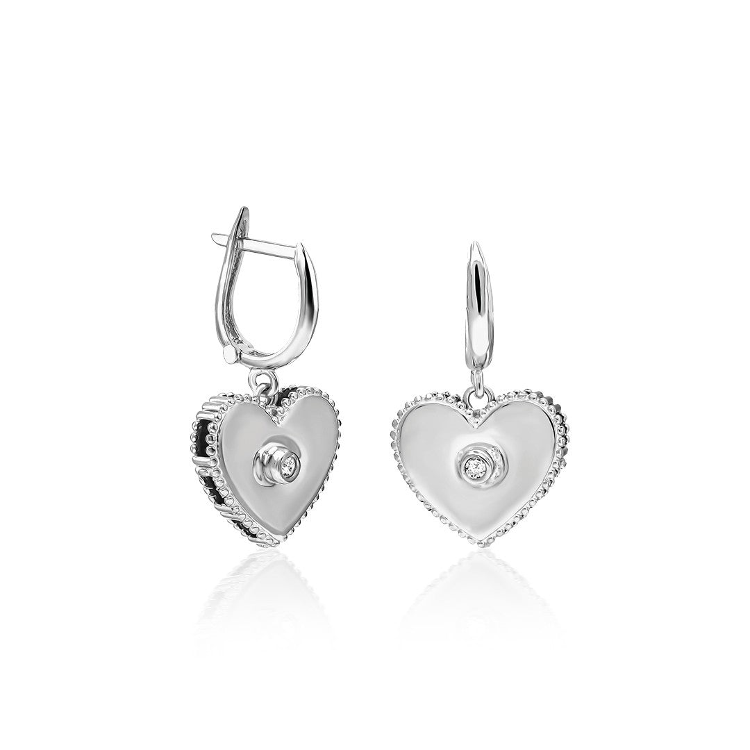 Stone Heart Earrings - 925 SILVER