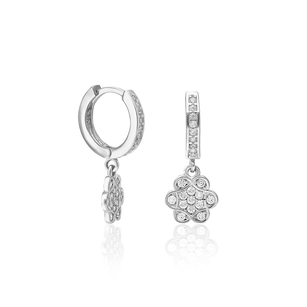 Stone Flower Earrings - 925 SILVER