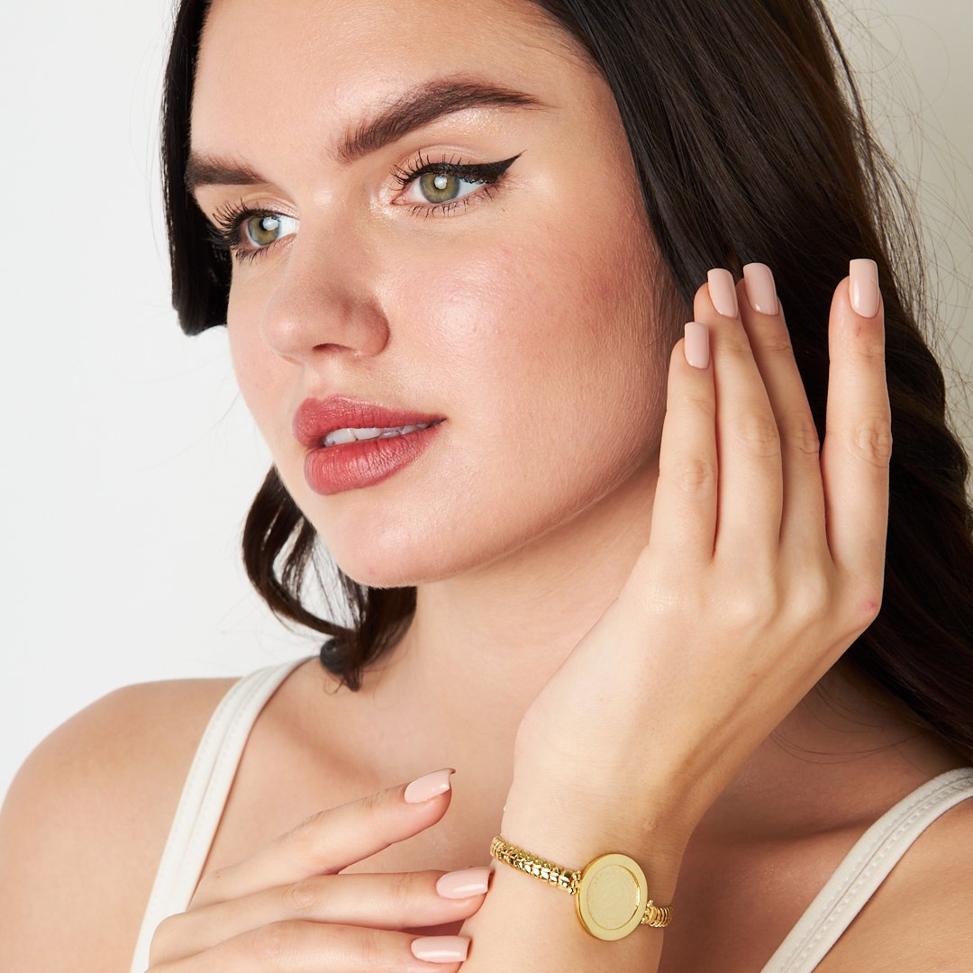 Quarter Herringbone Chain Bracelet - 925 SILVER