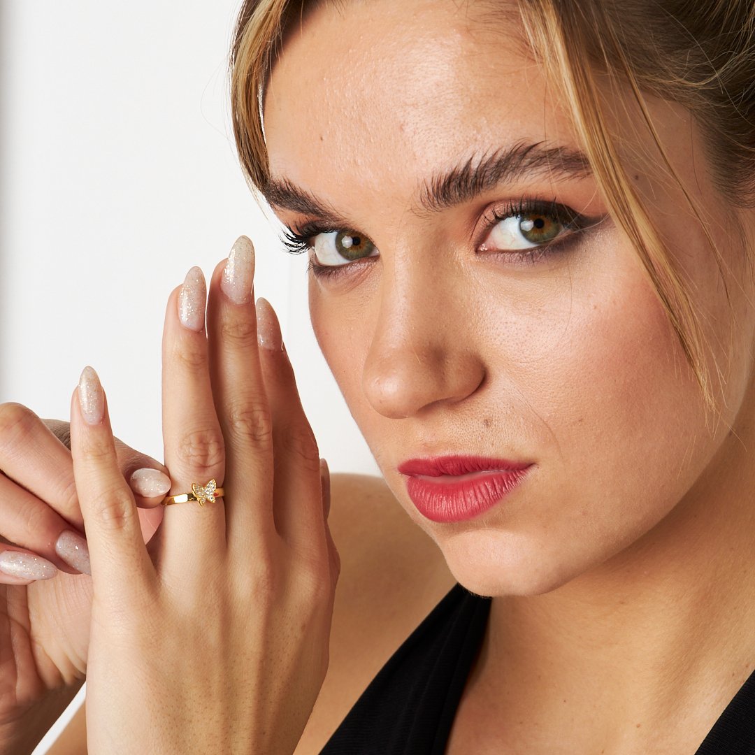 Stone Butterfly Ring - 925 SILVER