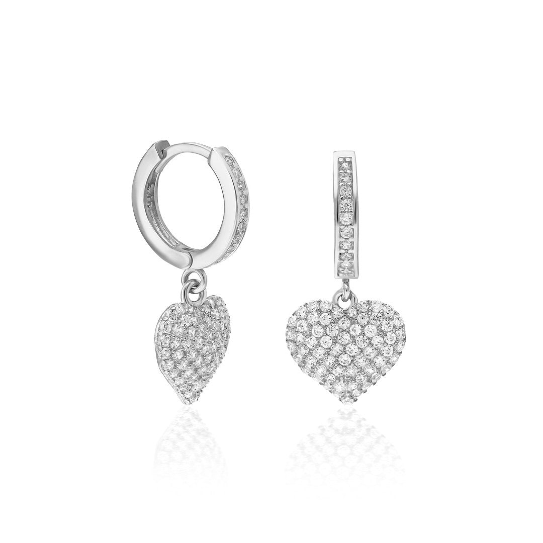 Heart Stone Earrings - 925 SILVER