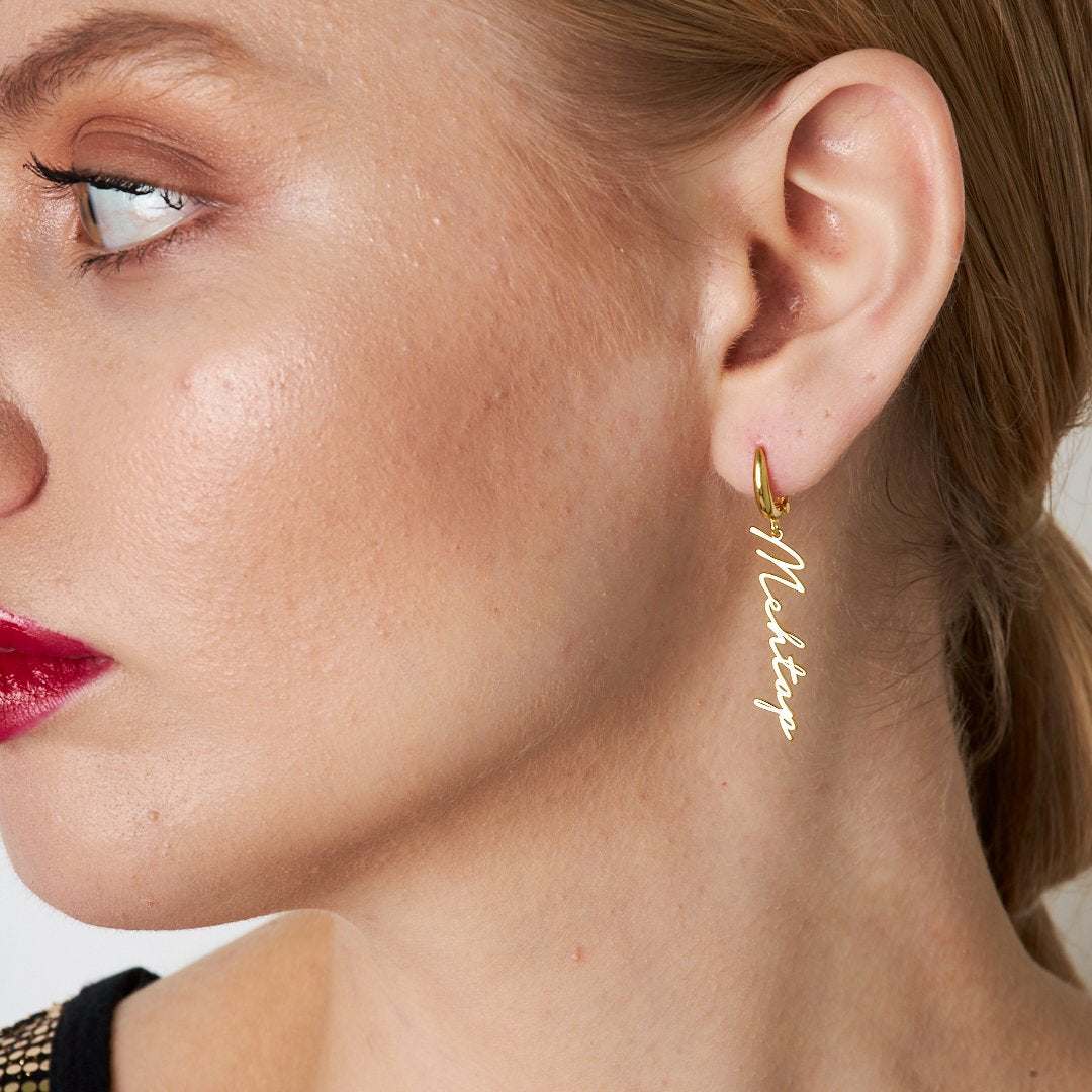 Signed Name Earrings - 925 SILVER