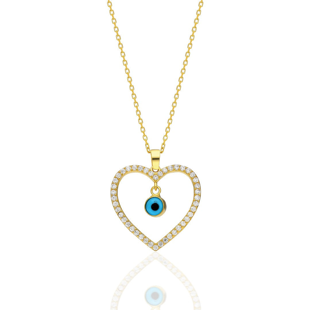 Evil Eye Heart Necklace - 925 Silver