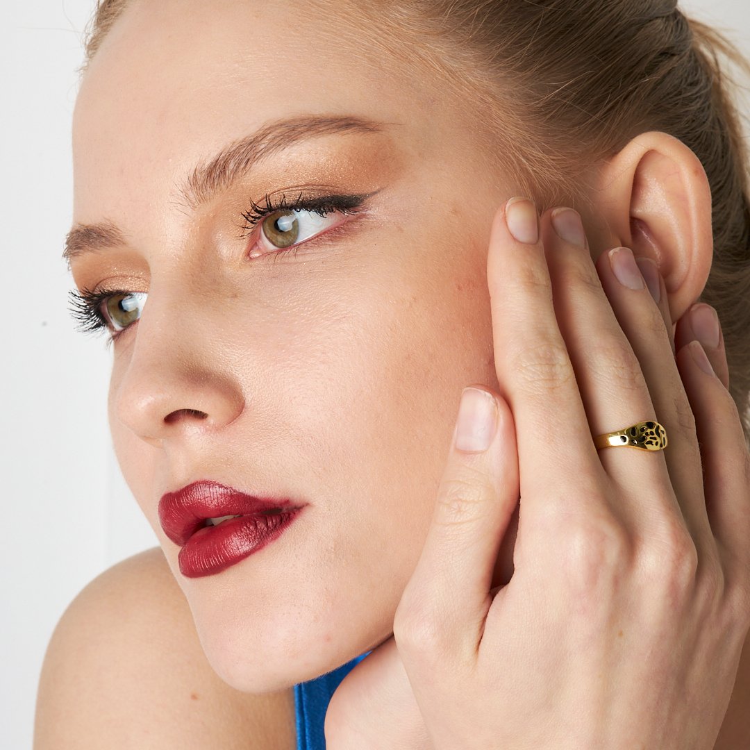 Black Patterned Ornate Ring - 925 SILVER