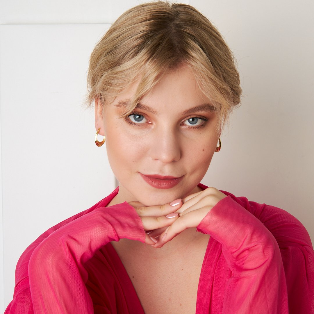 Oval Curved Earrings - 925 SILVER