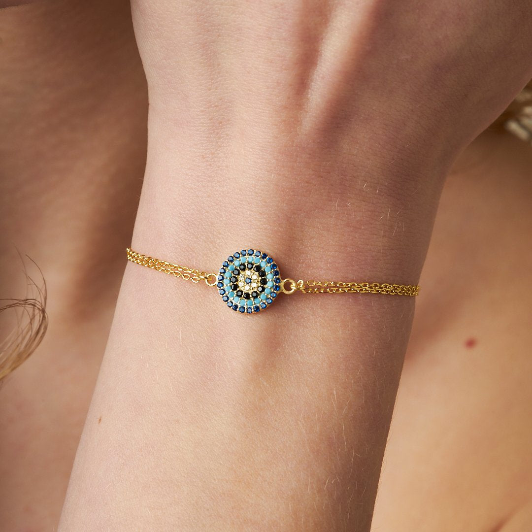 Turquoise stone eye bracelet - 925 SILVER