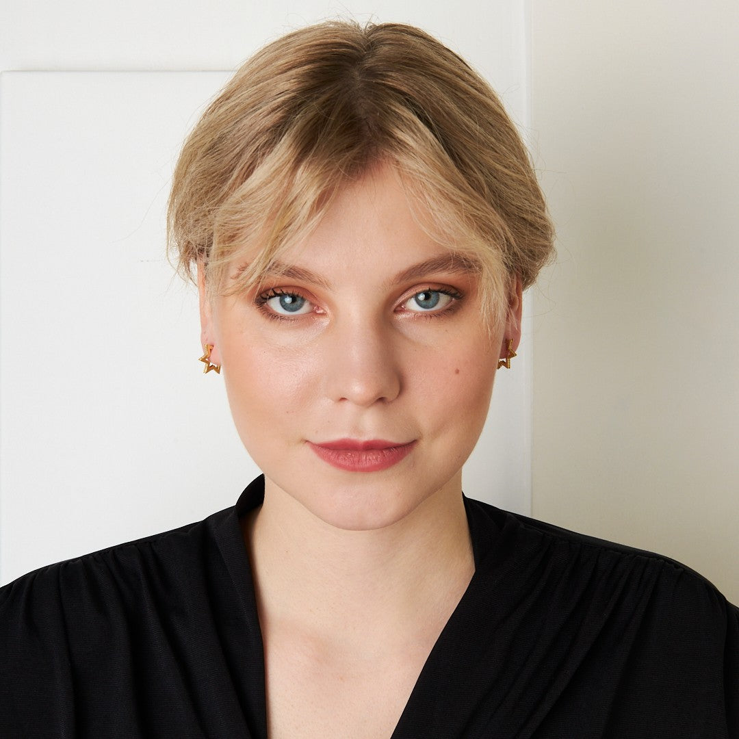 Stone Star Earrings - 925 SILVER