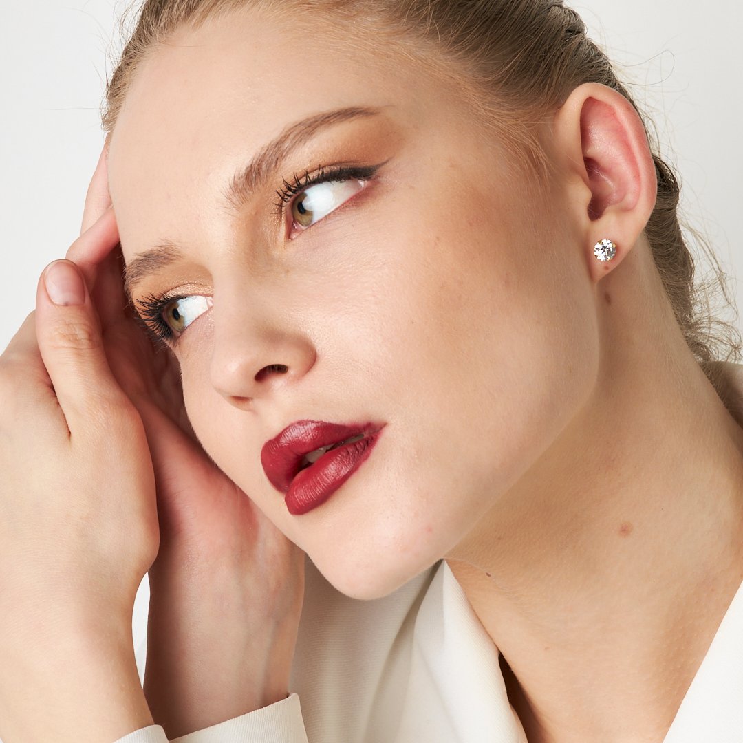 Oval Single Stone Earring - 925 SILVER