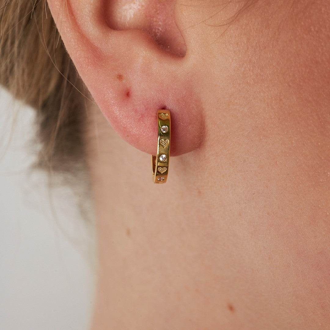 Heart Patterned Earrings - 925 Silver