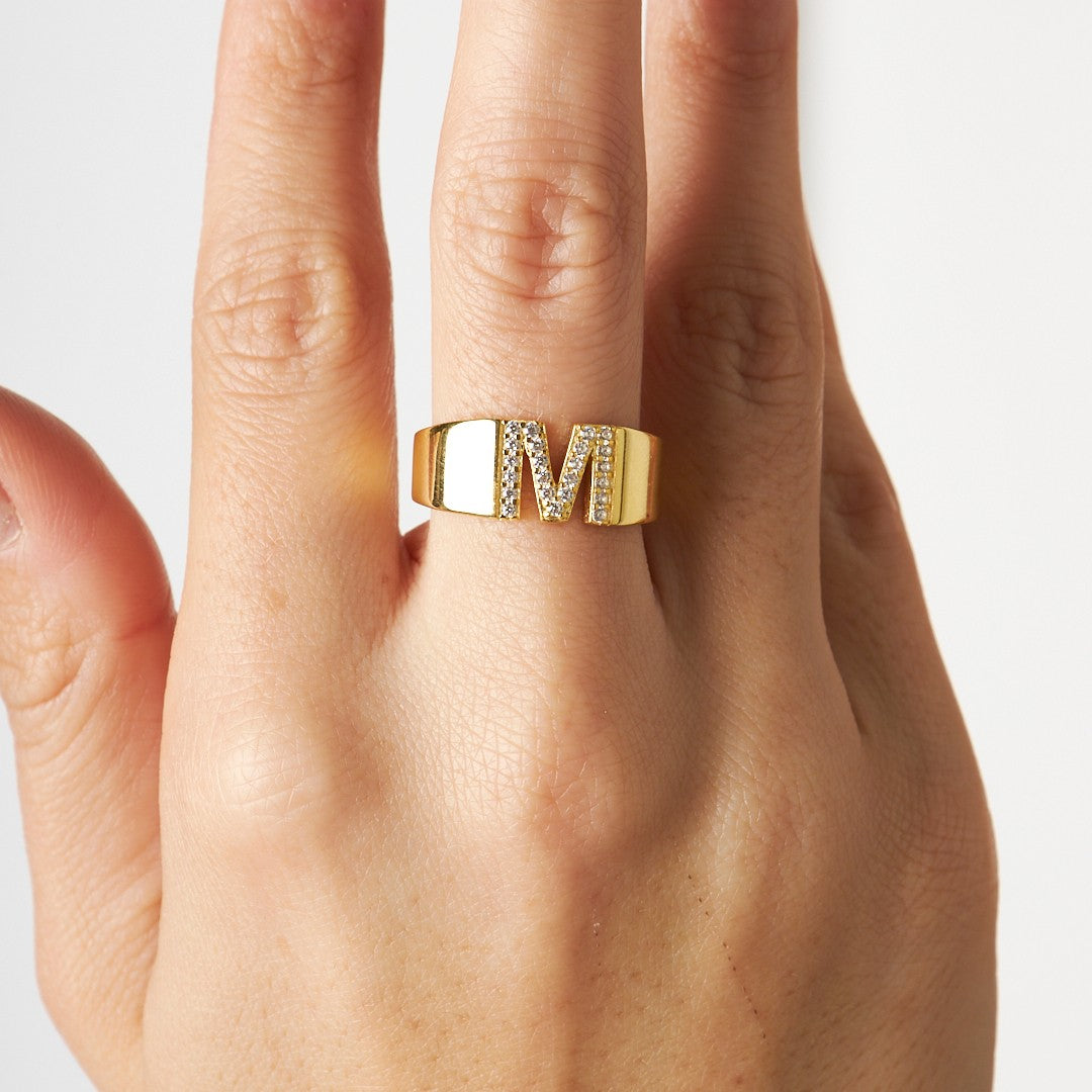 MODERN LETTER RING | 925 SILBER