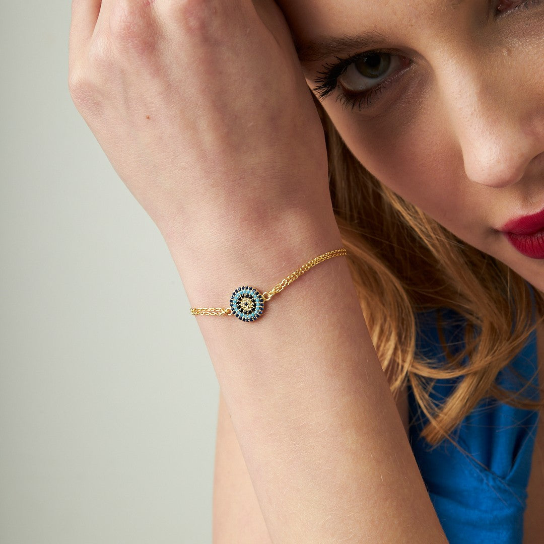 Turquoise stone eye bracelet - 925 SILVER