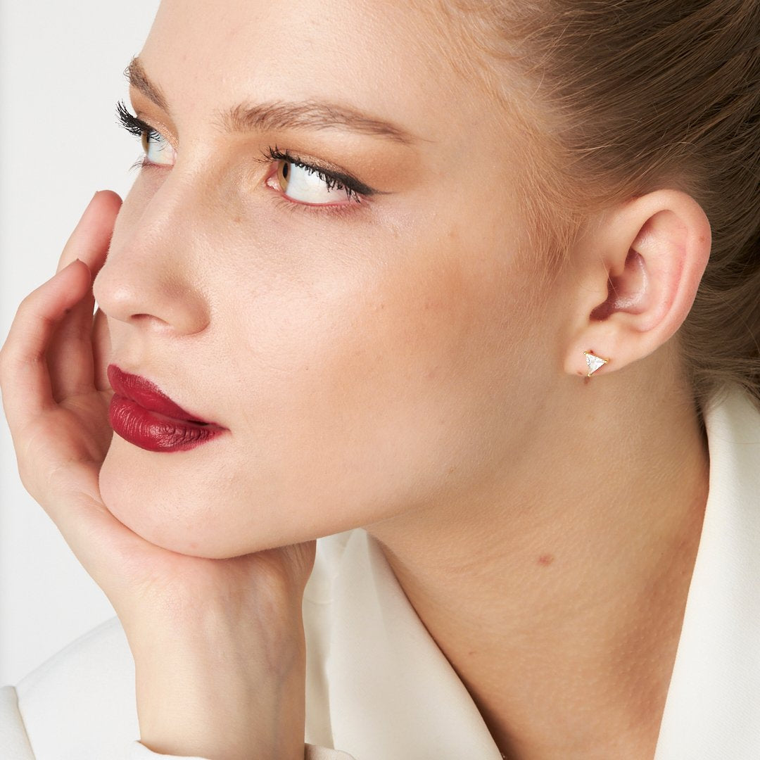 Triangle Baguette Earrings - 925 Silver