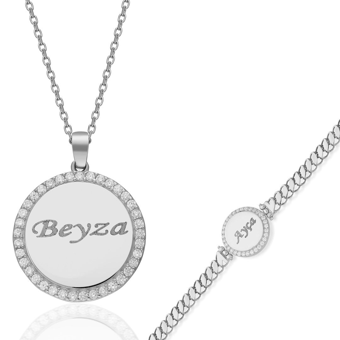 Named Stone Plate Set - 925 SILVER