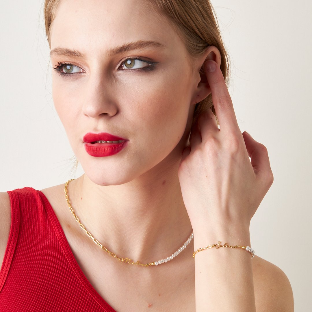 NAMENS PERLEN SET | 925 SILBER