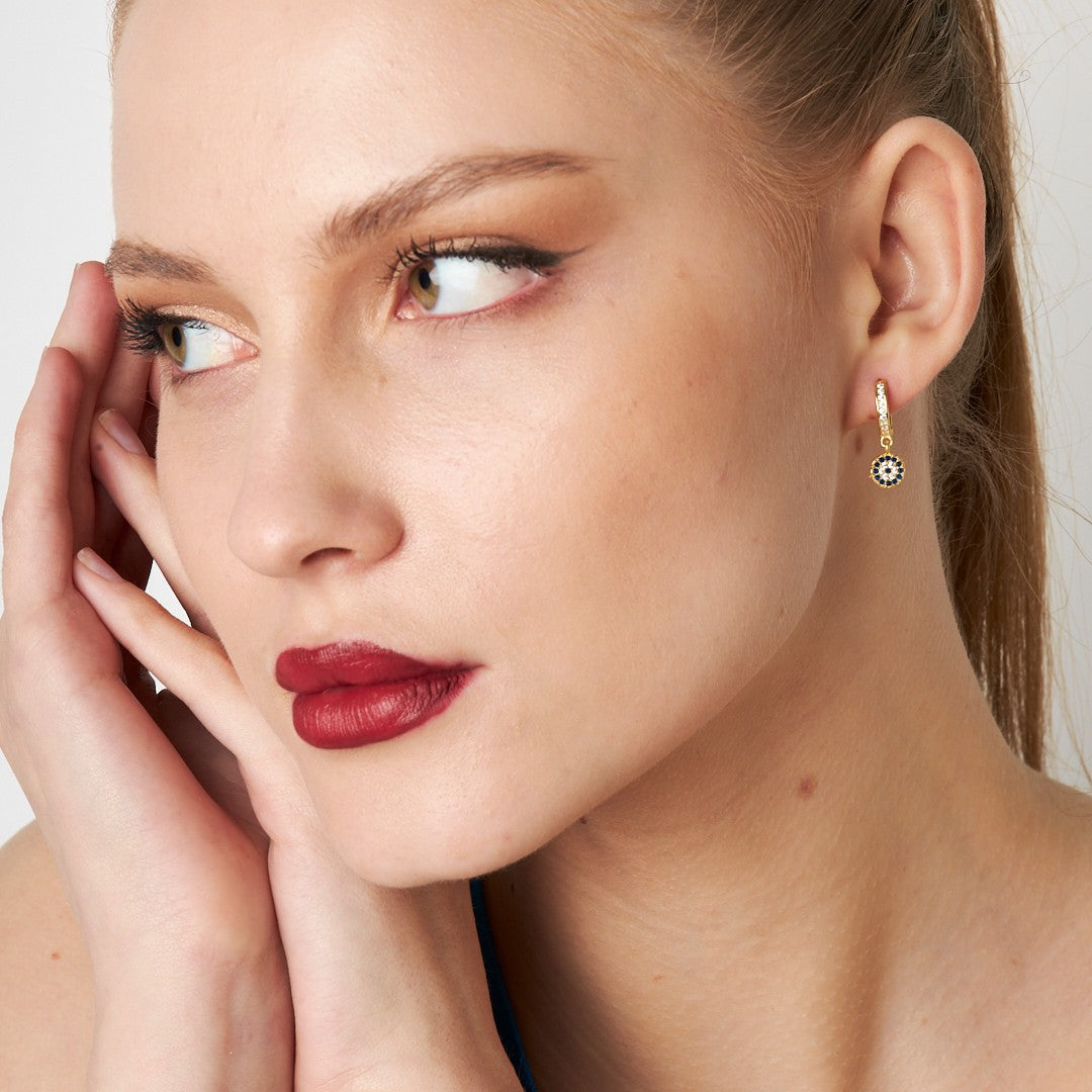 Evil Eye Stone Earrings - 925 Silver