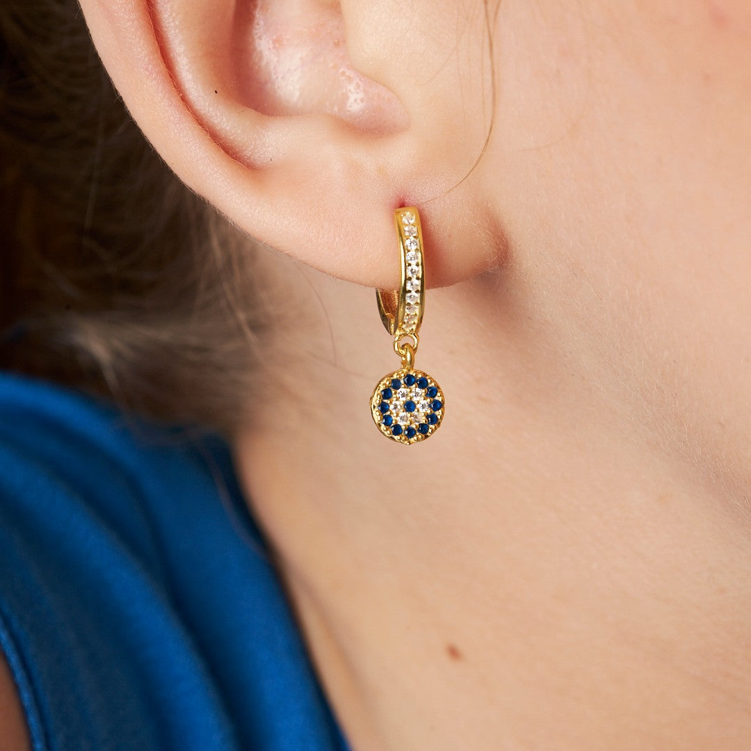 Evil Eye Stone Earrings - 925 Silver