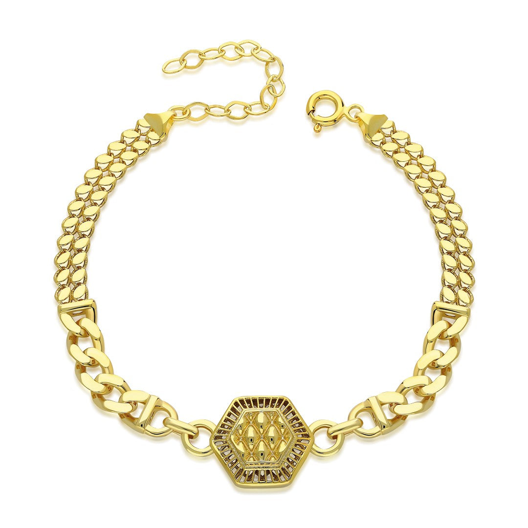 Hexagon Chain Bracelet - 925 SILVER