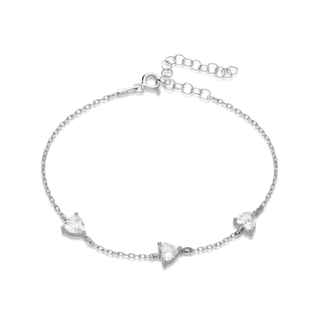 Three Stone Diamond Bracelet - 925 SILVER