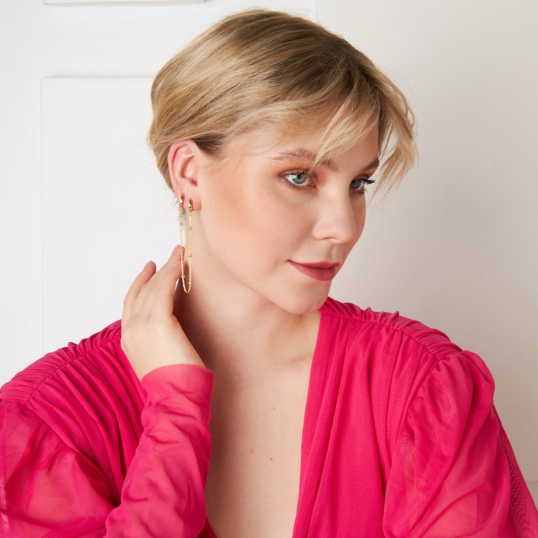 Ball Chain Earrings - 925 SILVER