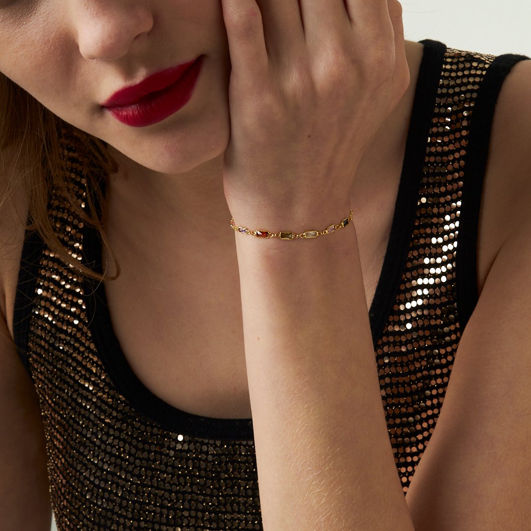 Colorful Baguette Bracelet - 925 SILVER