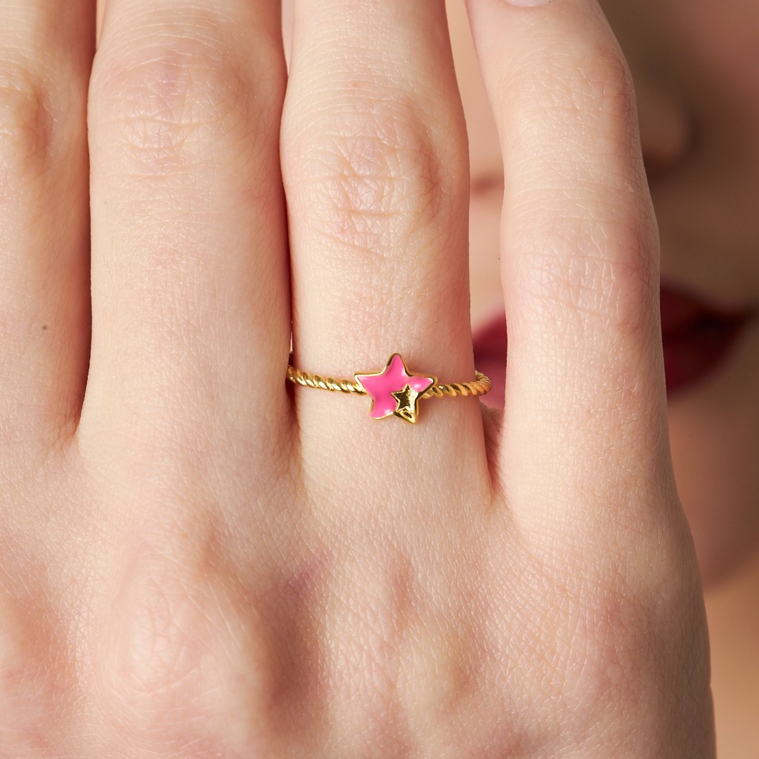 ROTE STERN RING | 925 SILBER