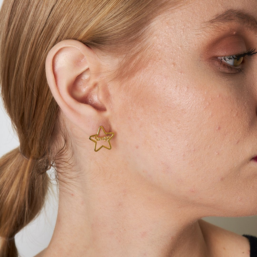 Named Star Earrings - 925 Silver