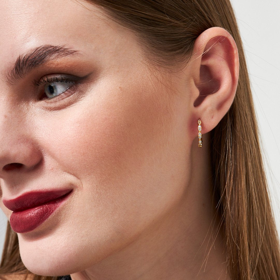 Zirconia Hoop Earrings - 925 SILVER