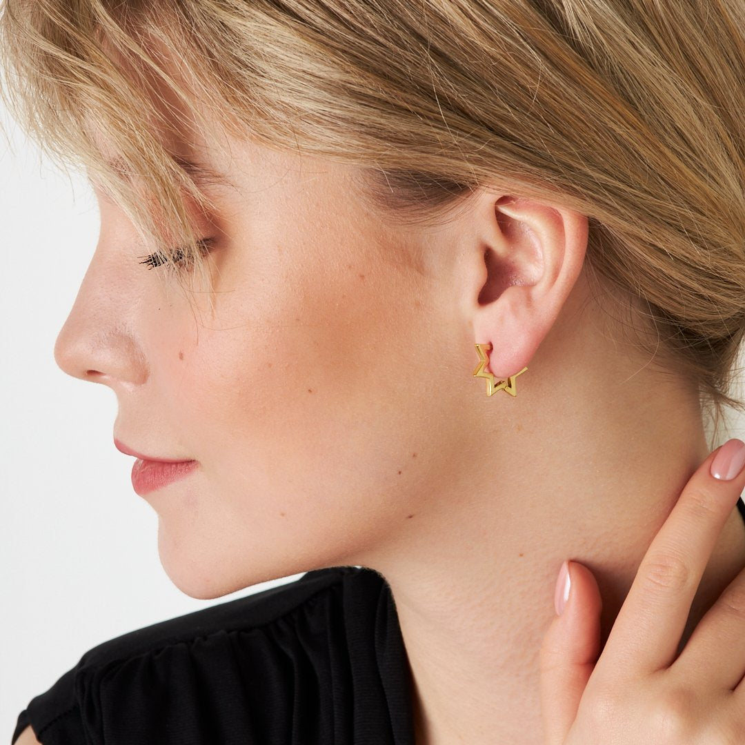 Stoneless Star Earrings - 925 SILVER