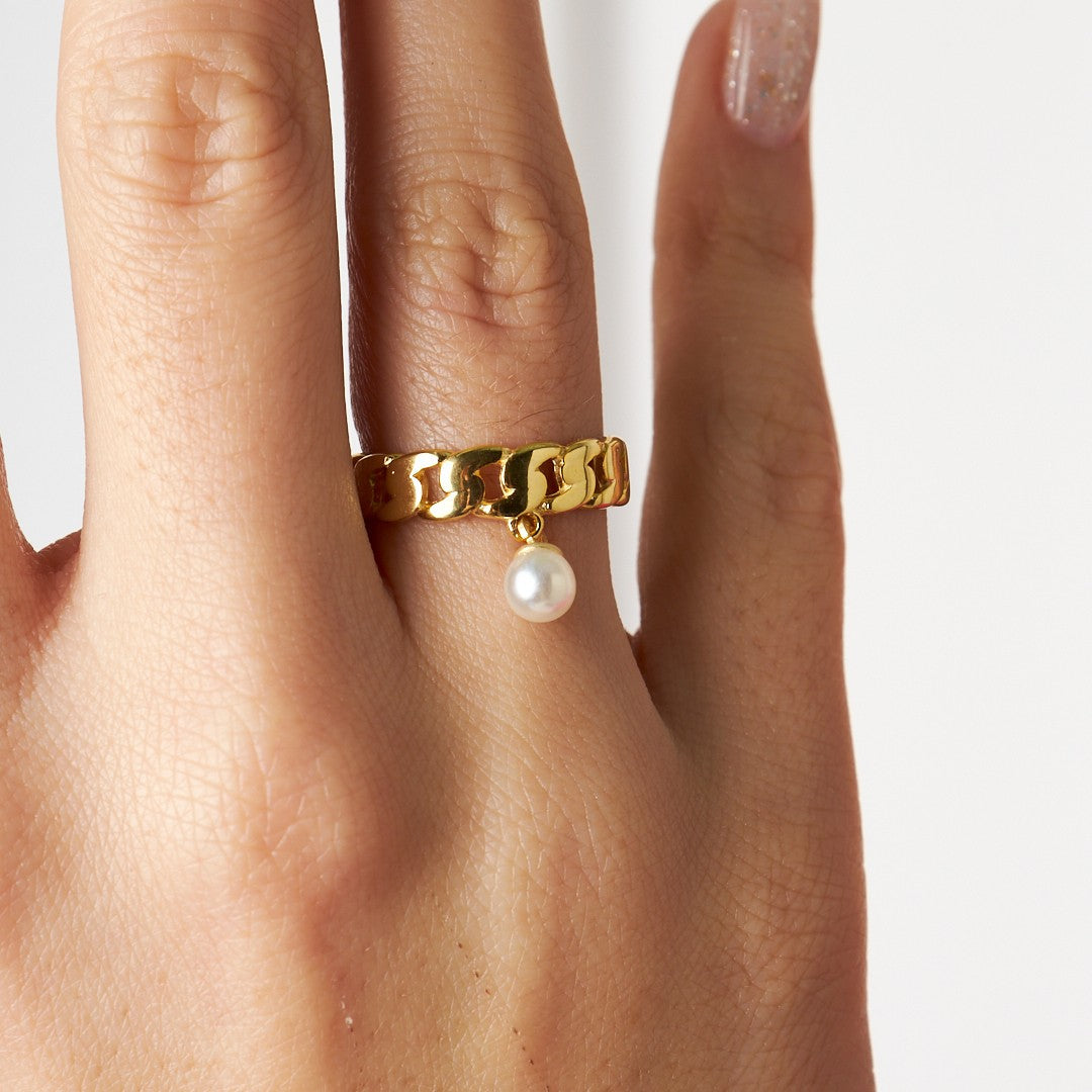 PERLEN HÄNGER RING | 925 SILBER