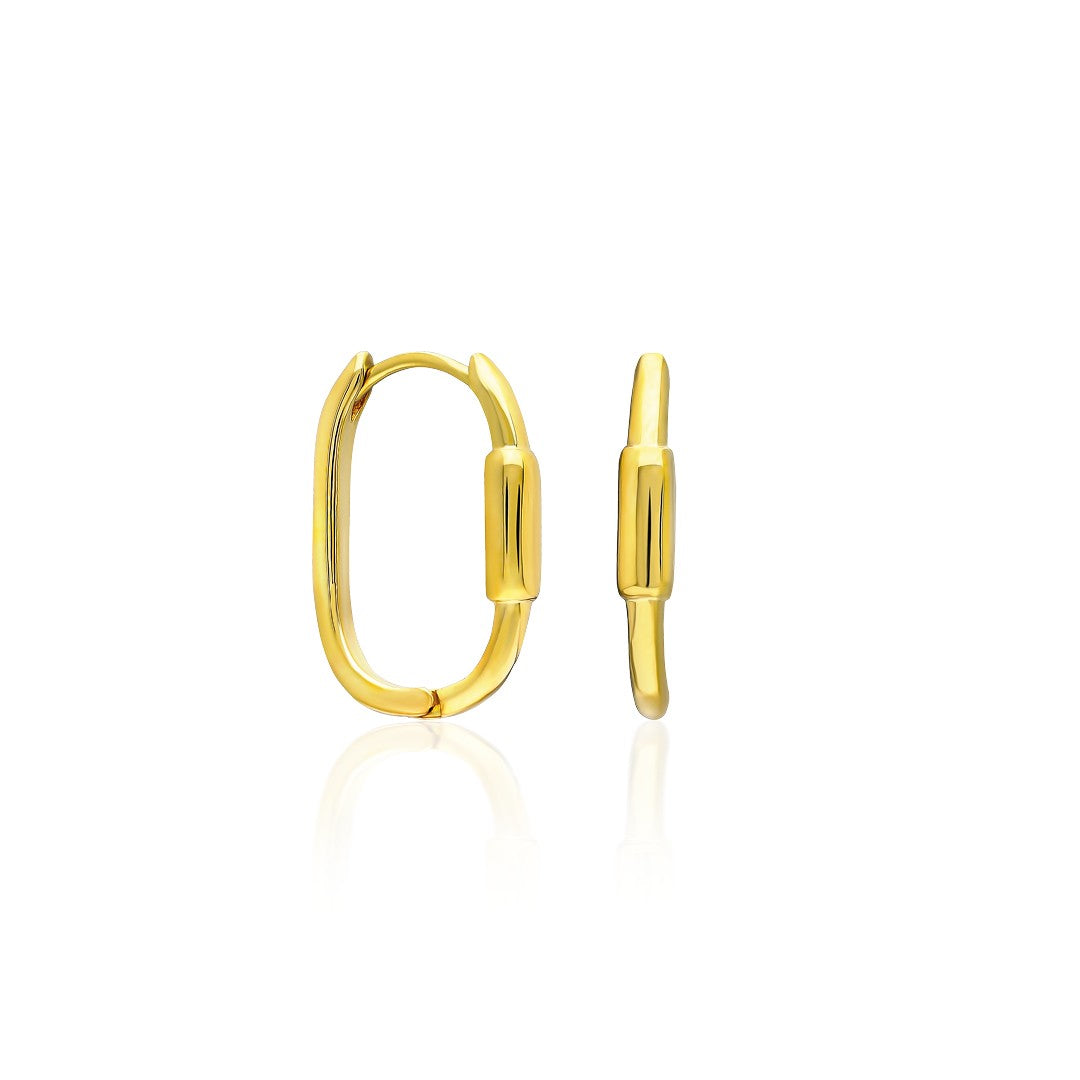 Oval Cylindrical Hoop Earrings - 925 SILVER