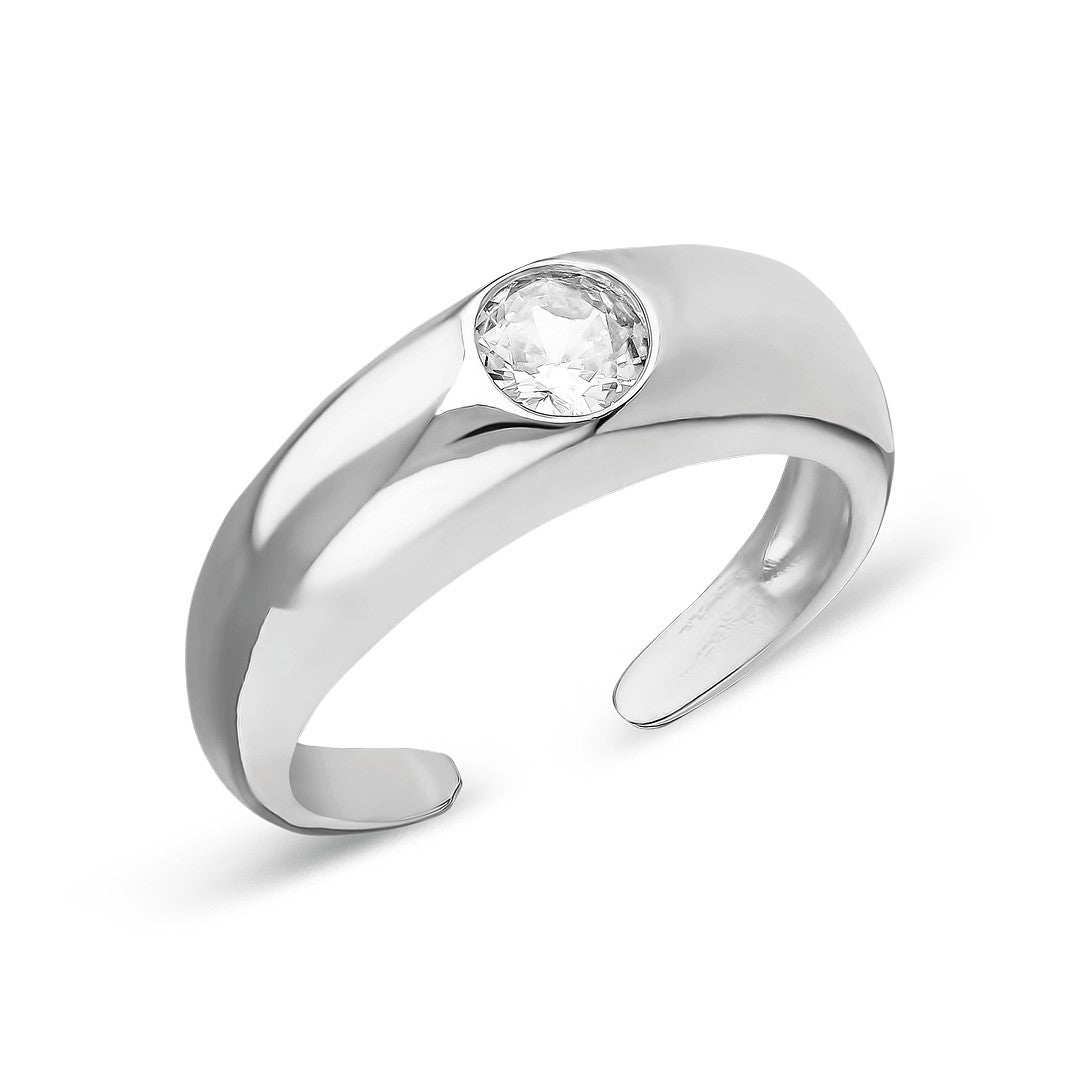 Single Stone Bombe Ring - 925 SILVER