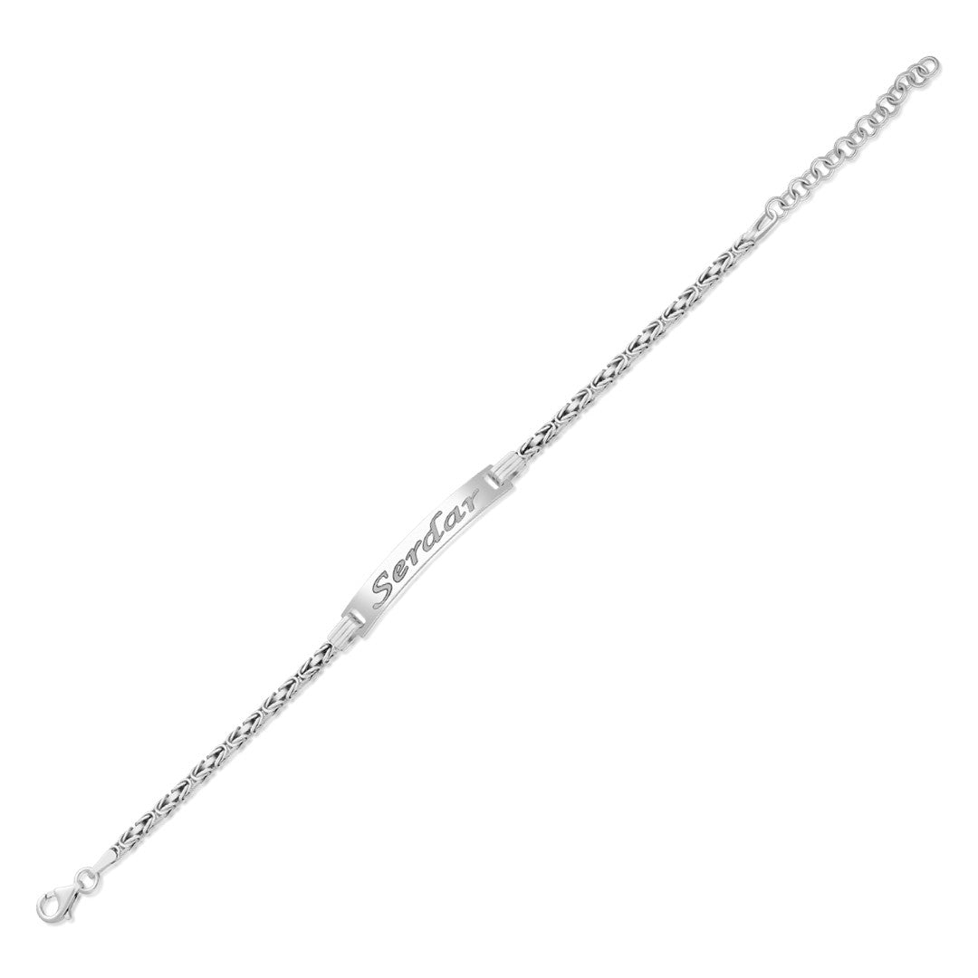 King Chain Plate Name Bracelet - 925 SILVER