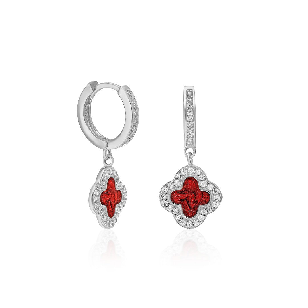Colorful Stone Clover Earrings - 925 SILVER