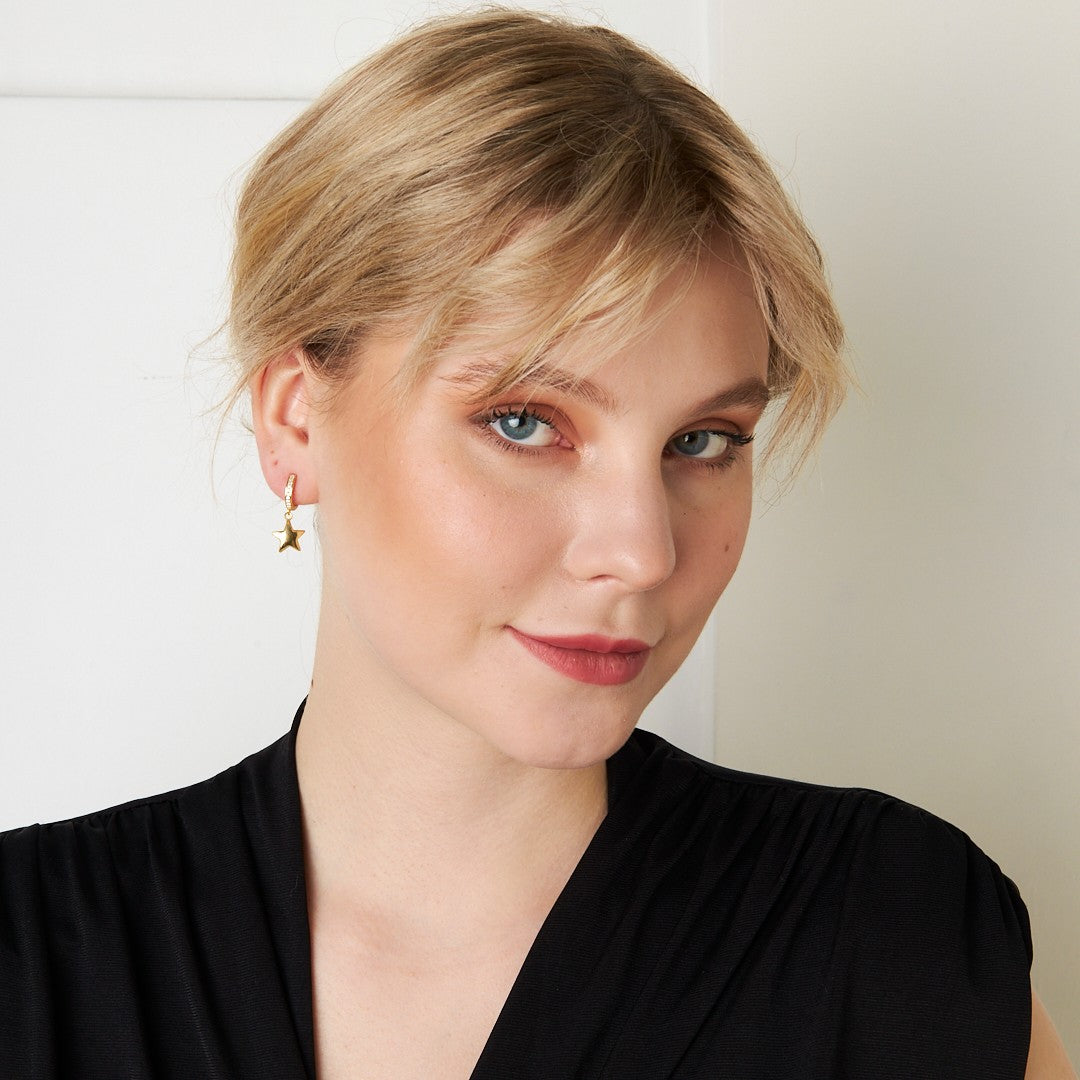 Dangling Star Earrings - 925 SILVER