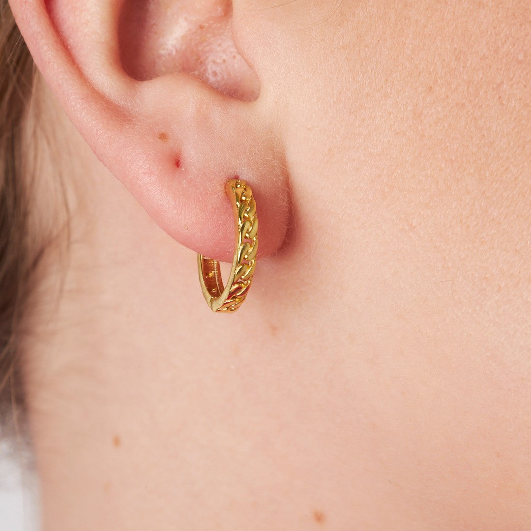 Chain Model Hoop Earrings - 925 SILVER