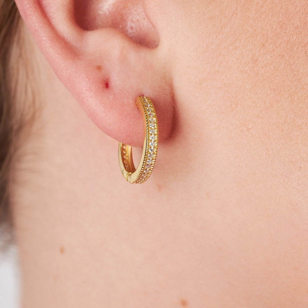 Stone Round Earrings - 925 SILVER