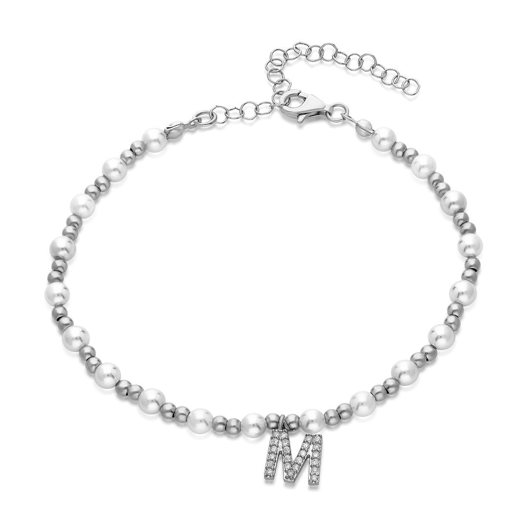 Double Beaded Letter Bracelet - 925 SILVER