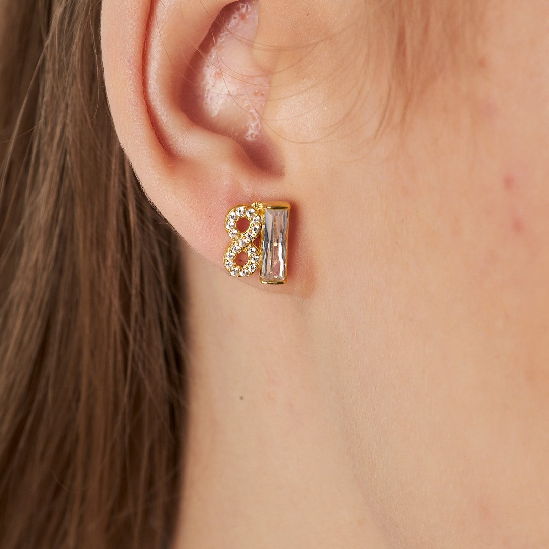 Baguette Stone Infinity Earrings - 925 SILVER