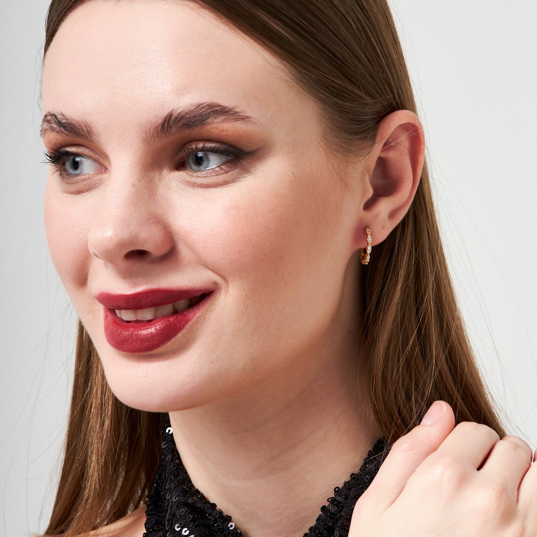 Zirconia Hoop Earrings - 925 SILVER