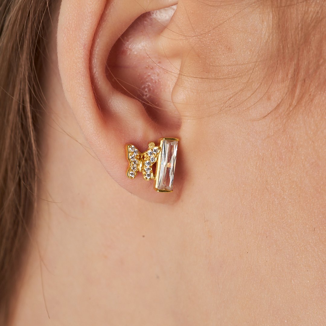 Butterfly Baguette Earrings - 925 Silver