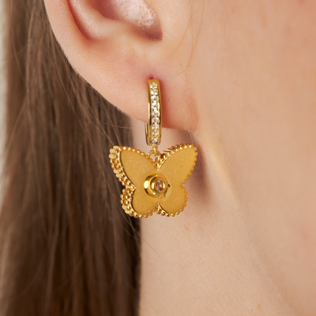 Single Stone Butterfly Earring - 925 SILVER