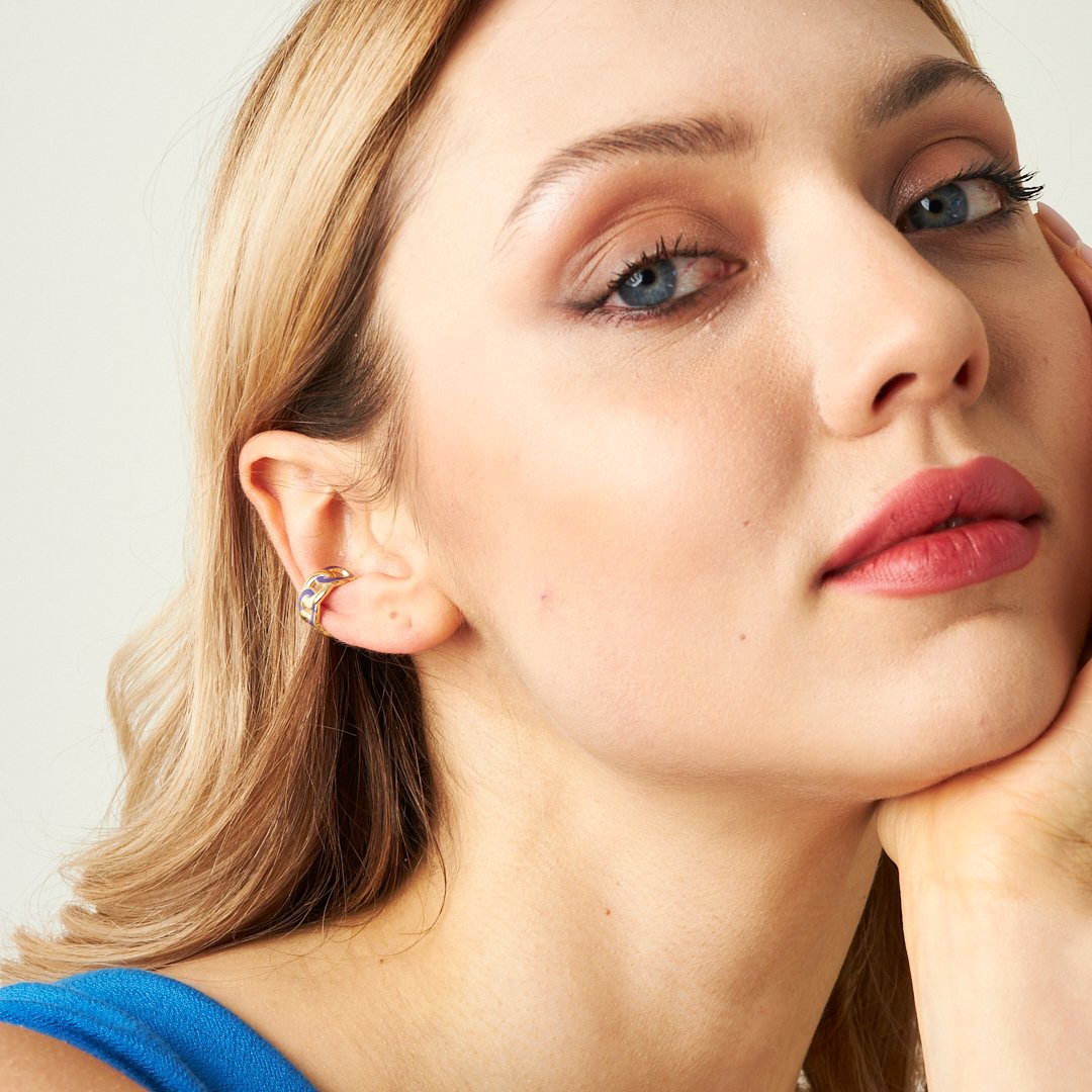 Aqua Stone Cartilage Earrings - 925 SILVER