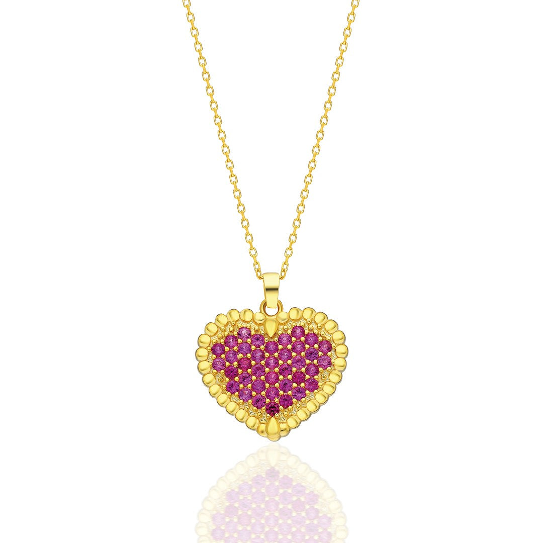 Minimalist Pink Heart Necklace - 925 SILVER